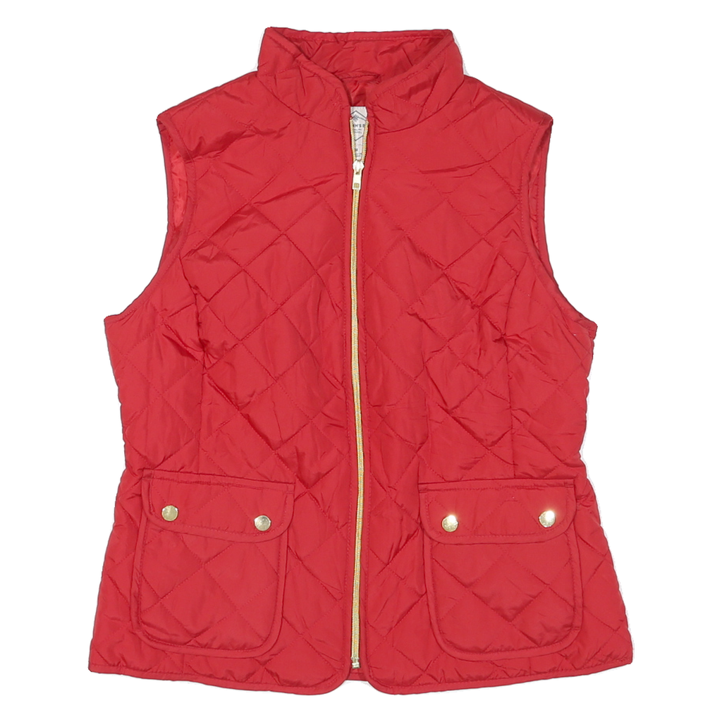 ST JOHNS BAY Womens Red Quilted Zip Vest M Polyester Blend Casual Outdoor