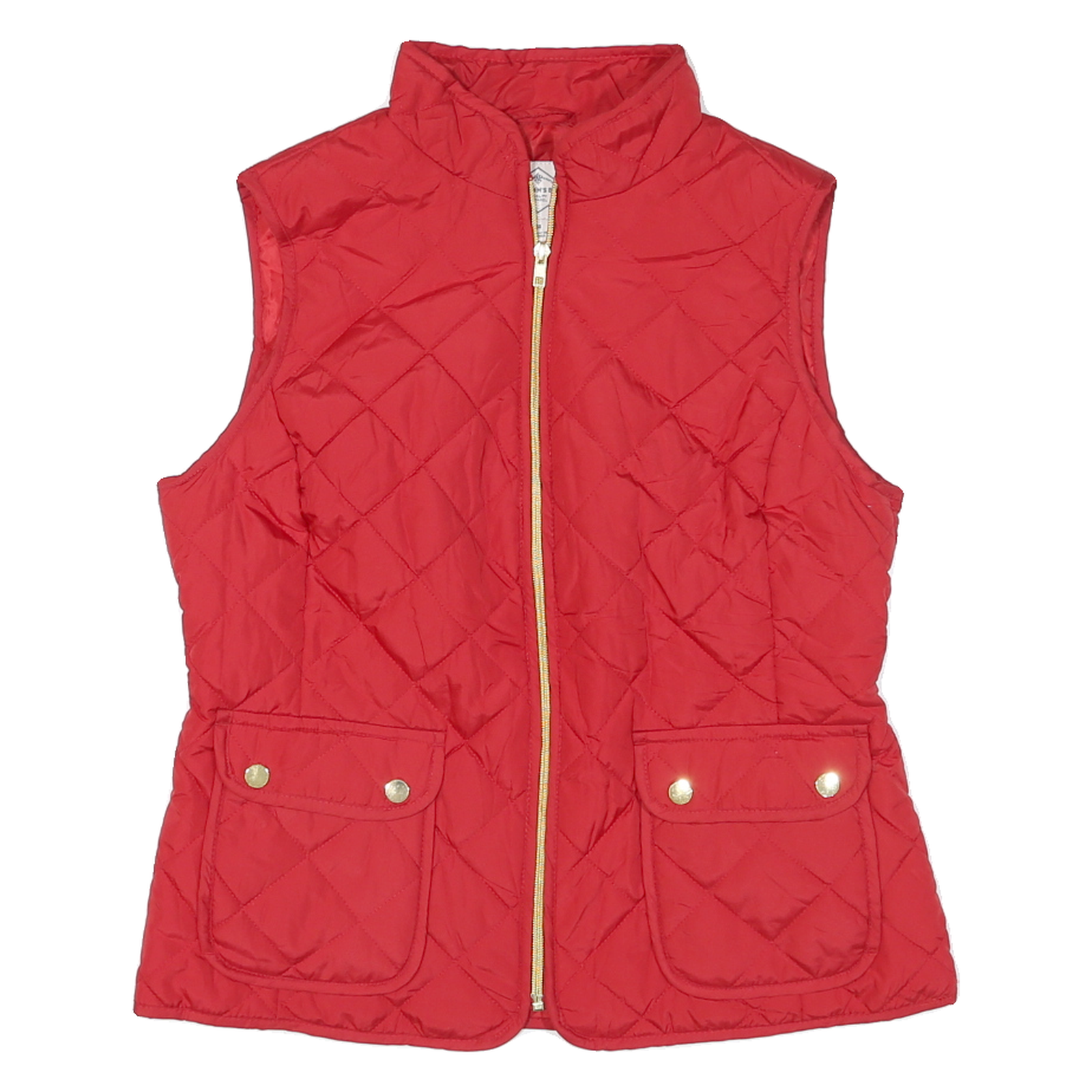 ST JOHNS BAY Womens Red Quilted Zip Vest M Polyester Blend Casual Outdoor