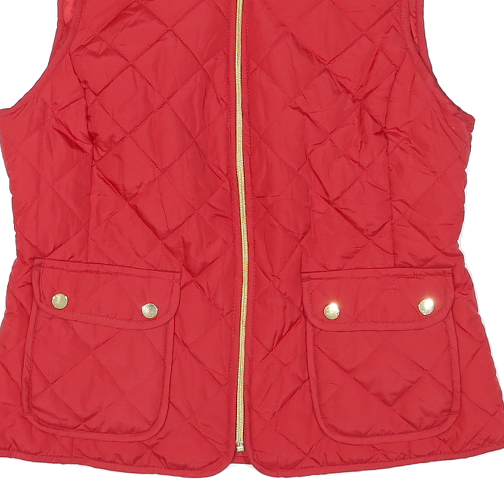 ST JOHNS BAY Womens Red Quilted Zip Vest M Polyester Blend Casual Outdoor