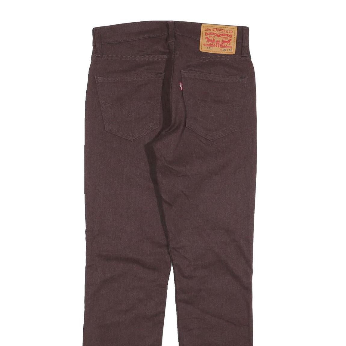 LEVI'S Mens Slim Brown Cotton Blend Slim Trousers W28 L30 Stretch Fit Zip