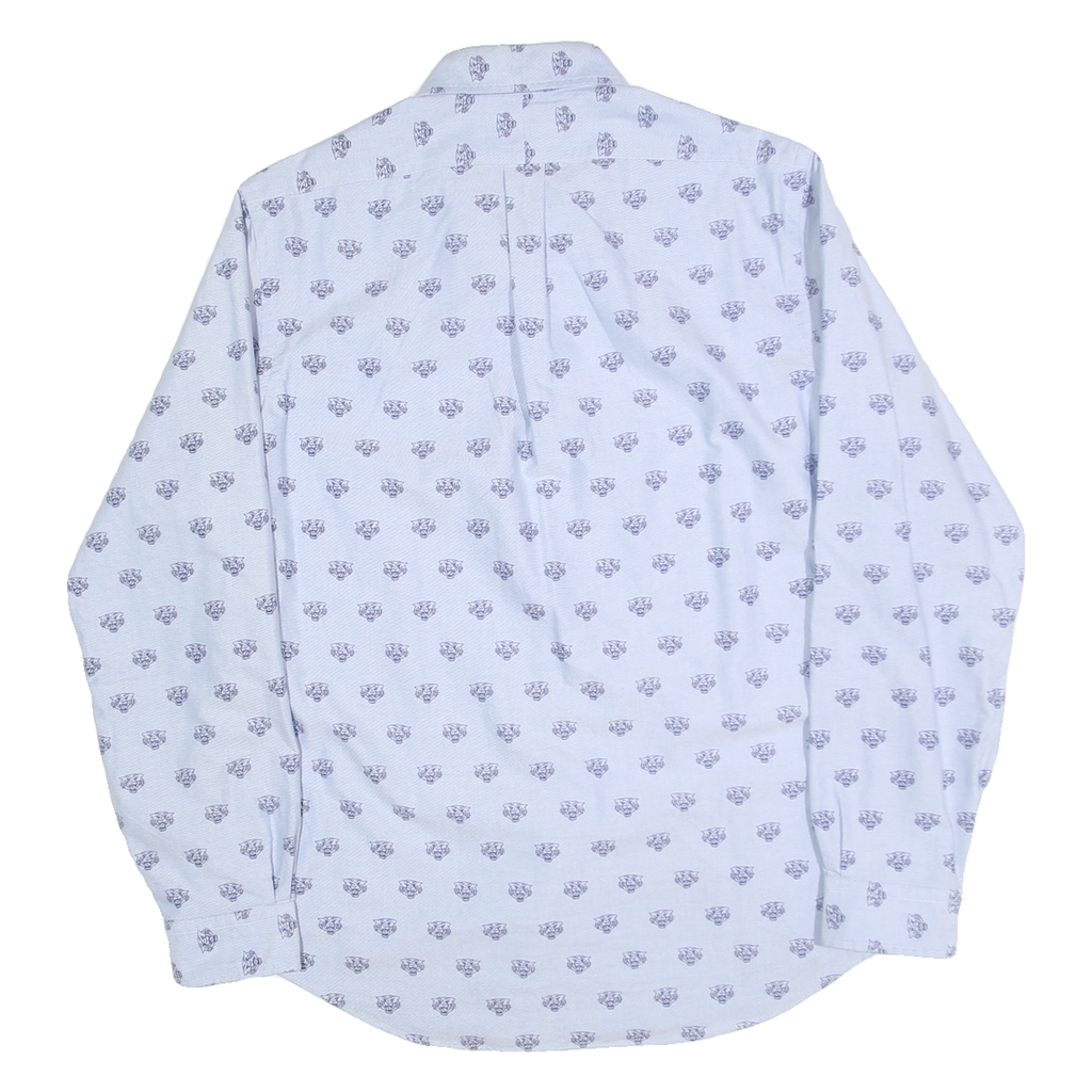 RALPH LAUREN Mens Blue Cotton Blend Shirt L Button Down Collar Classic Fit