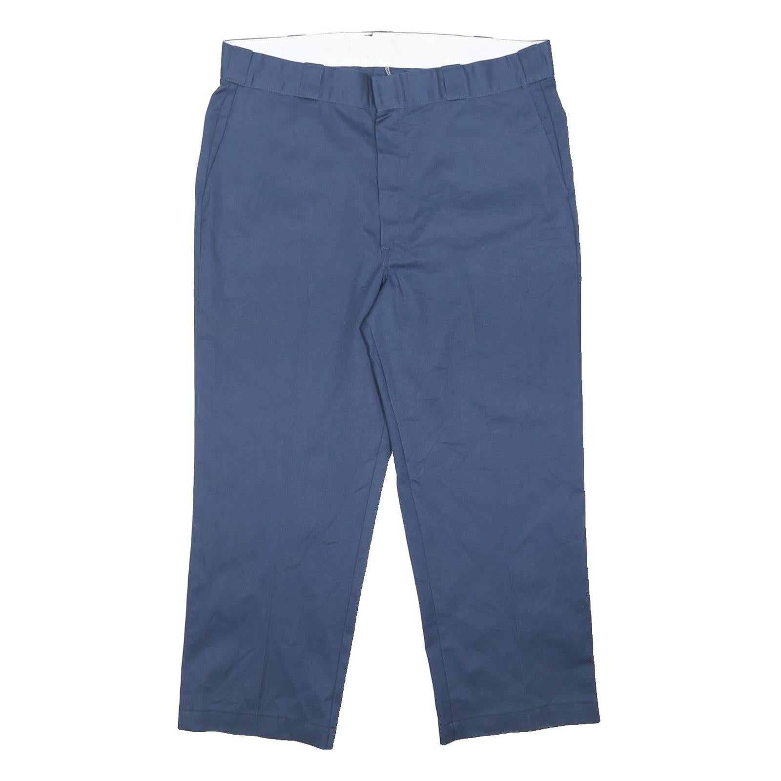 DICKIES Mens Blue Classic Straight Canvas Trousers W38 L27 Workwear Cotton Blend