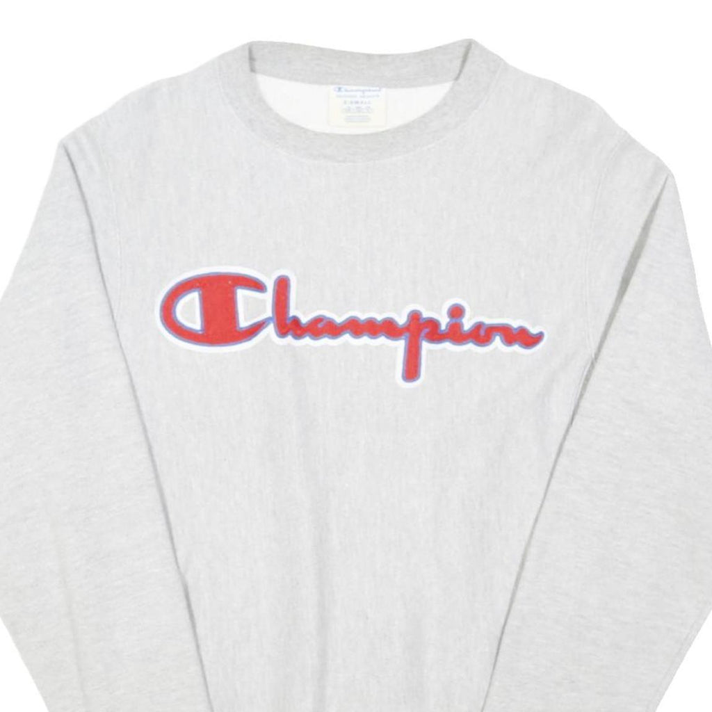 CHAMPION REVERSE WEAVE Womens Grey Crew Neck Sweatshirt XS Logo Embroidery