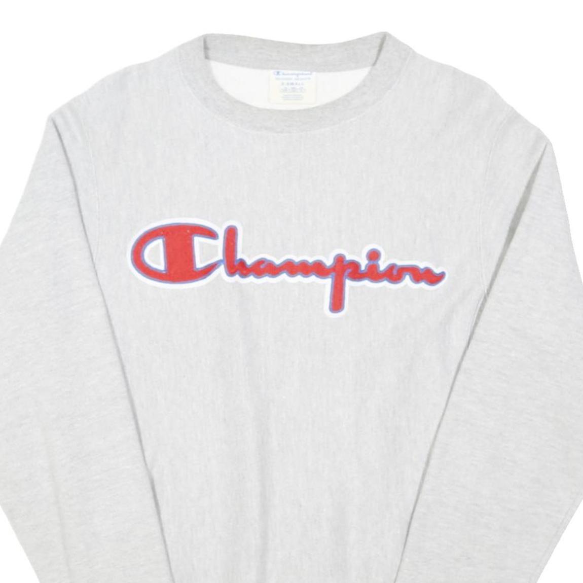 CHAMPION REVERSE WEAVE Womens Grey Crew Neck Sweatshirt XS Logo Embroidery