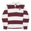 CHARLES RIVERR Mens Maroon & White Rugby Stripe Long Sleeve Polo Shirt M Thick