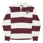 CHARLES RIVERR Mens Maroon & White Rugby Stripe Long Sleeve Polo Shirt M Thick