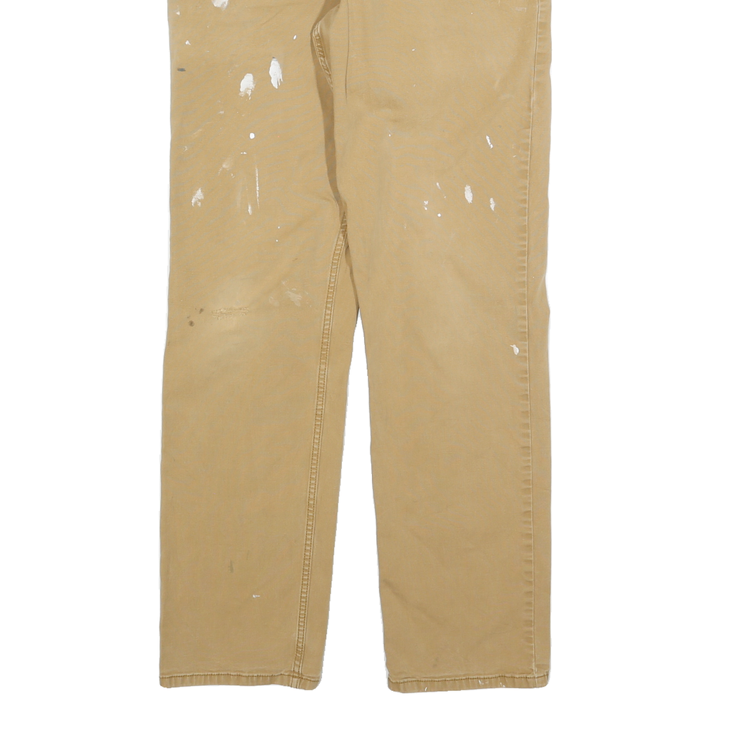 CARHARTT Mens Cotton Blend Beige Relaxed Straight Trousers W33 L34 Workwear