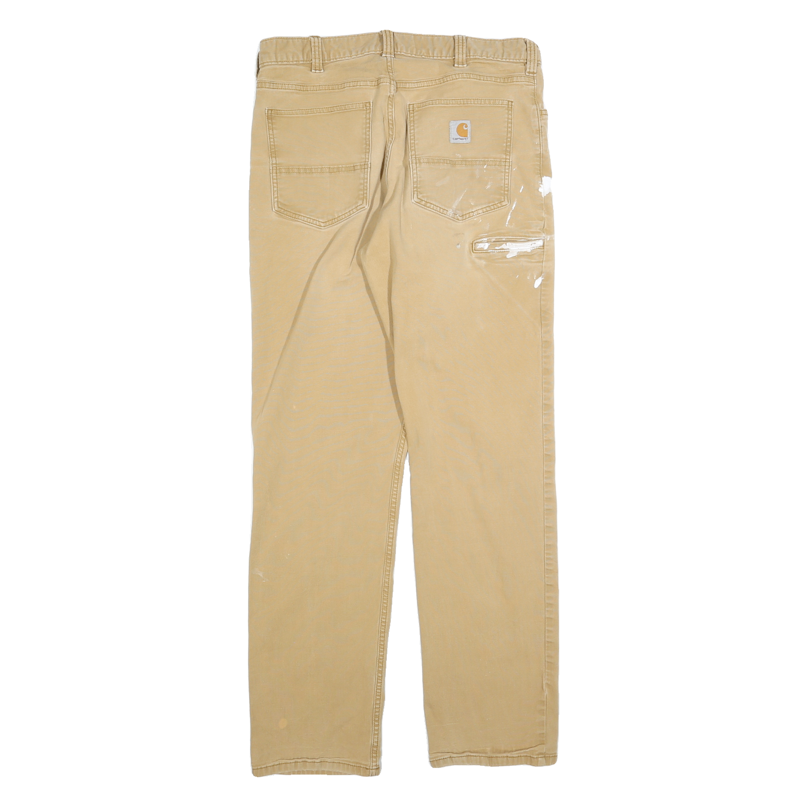 CARHARTT Mens Cotton Blend Beige Relaxed Straight Trousers W33 L34 Workwear