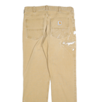 CARHARTT Mens Cotton Blend Beige Relaxed Straight Trousers W33 L34 Workwear