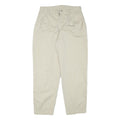 Mens Cotton Blend Beige Relaxed Trousers W30 L27 Casual Zip Closure Plain