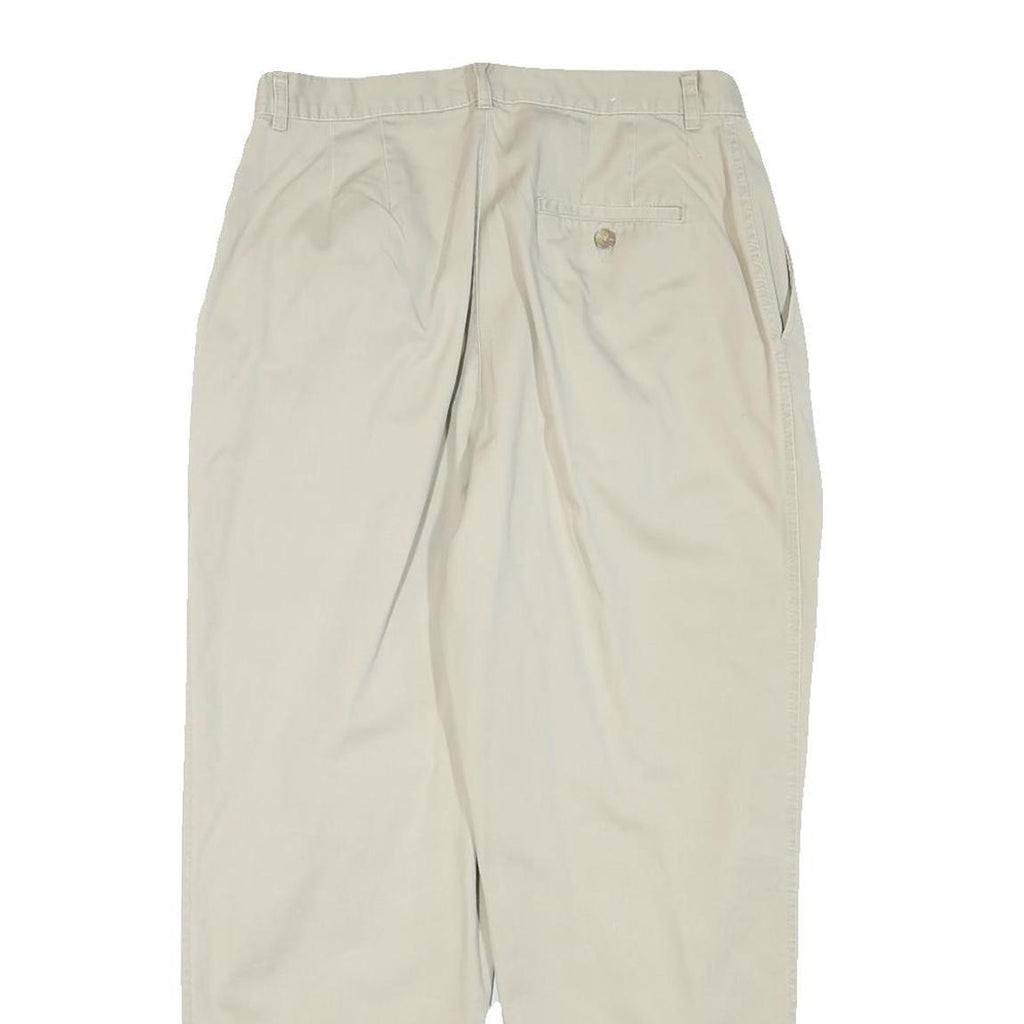 Mens Cotton Blend Beige Relaxed Trousers W30 L27 Casual Zip Closure Plain