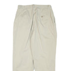 Mens Cotton Blend Beige Relaxed Trousers W30 L27 Casual Zip Closure Plain