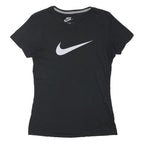 NIKE Womens Black & White Logo Graphic T-Shirt M Short Sleeve Crew Neck Classic
