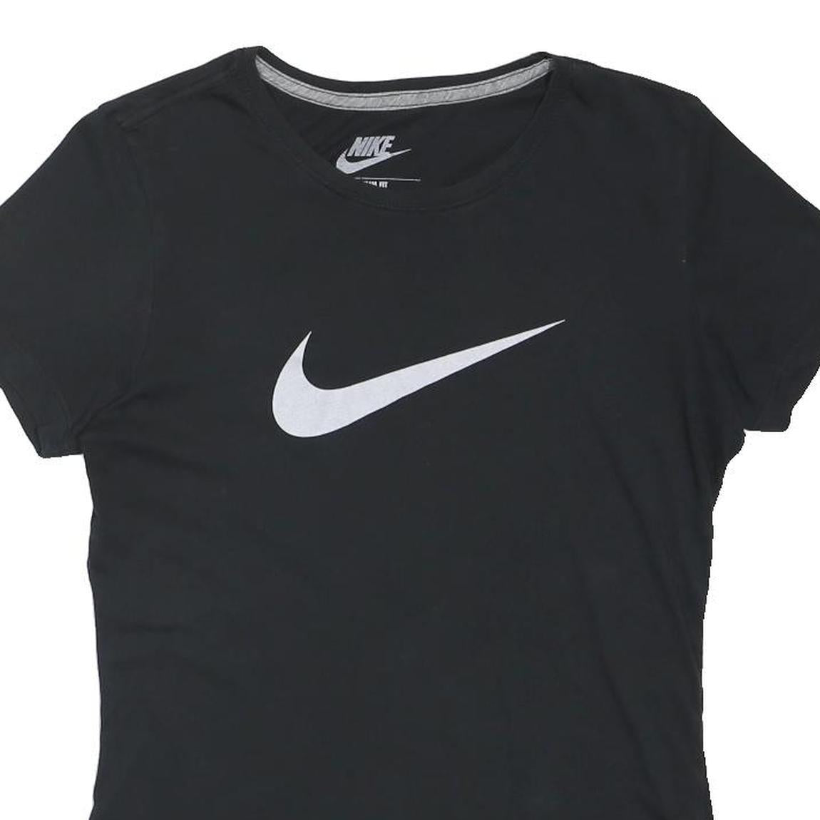 NIKE Womens Black & White Logo Graphic T-Shirt M Short Sleeve Crew Neck Classic