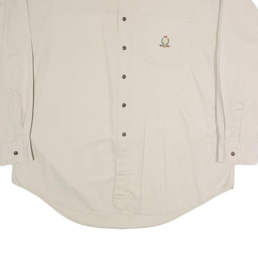 CHAPS RALPH LAUREN Mens Beige Cotton Shirt XL Classic Long Sleeve Button Front