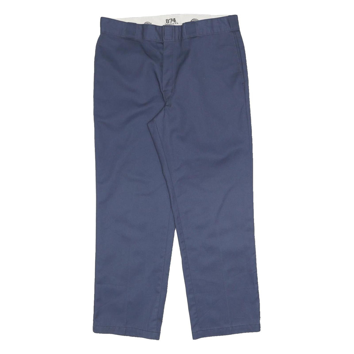 DICKIES Mens Cotton Blend Navy Regular Fit Straight Leg Trousers W36 L30