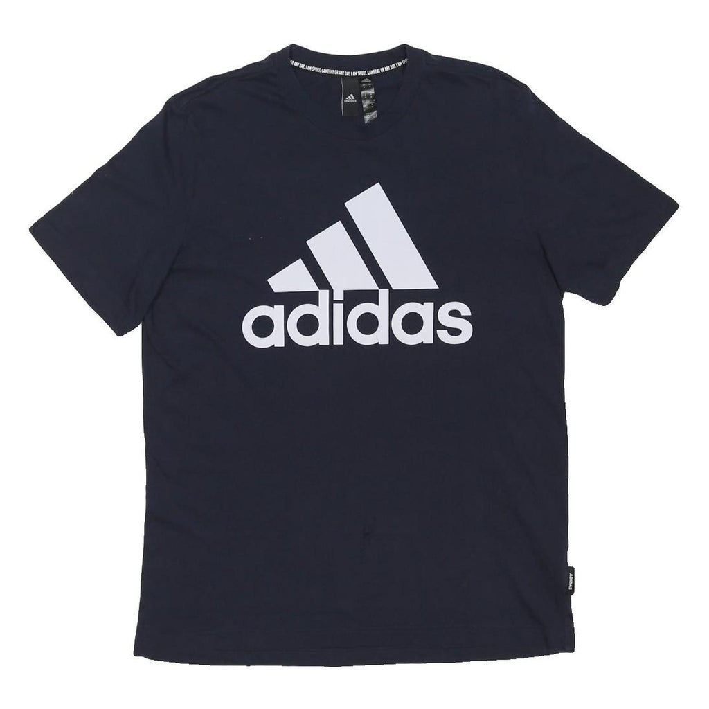 ADIDAS Mens Navy Blue Cotton Blend Graphic T-Shirt M Crew Neck Short Sleeve