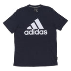 ADIDAS Mens Navy Blue Cotton Blend Graphic T-Shirt M Crew Neck Short Sleeve