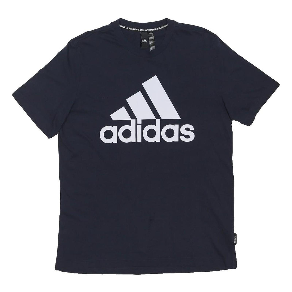 ADIDAS Mens Navy Blue Cotton Blend Graphic T-Shirt M Crew Neck Short Sleeve