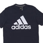 ADIDAS Mens Navy Blue Cotton Blend Graphic T-Shirt M Crew Neck Short Sleeve