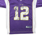 REEBOK Mens Purple & White Harvin Graphic T-Shirt L Short Sleeve V-Neck NFL