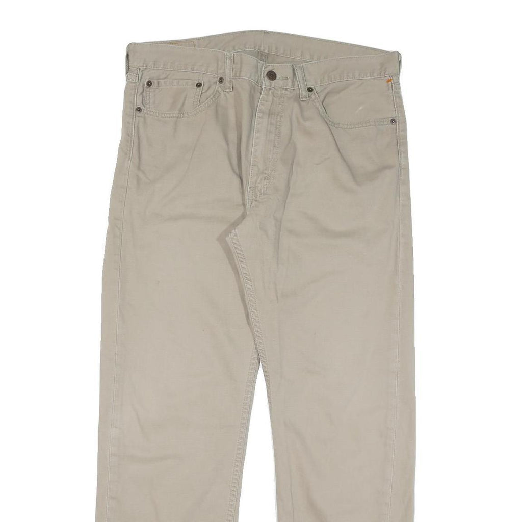 LEVI'S Mens Cotton Blend Beige Regular Straight Trousers W35 L30 Classic Zip