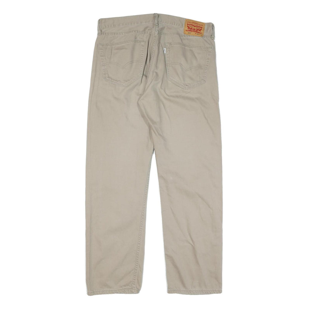 LEVI'S Mens Cotton Blend Beige Regular Straight Trousers W35 L30 Classic Zip