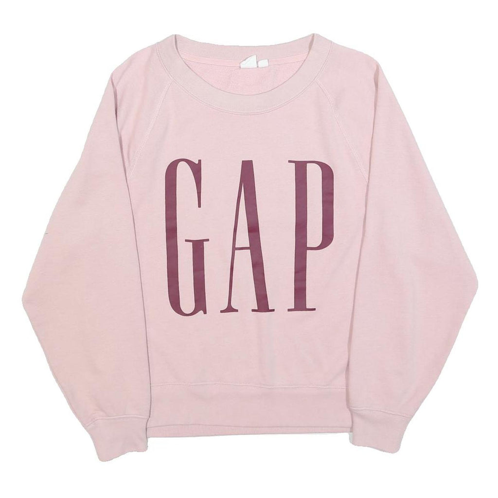 GAP Womens Pink Sweatshirt S Crew Neck Cotton Blend Logo Print