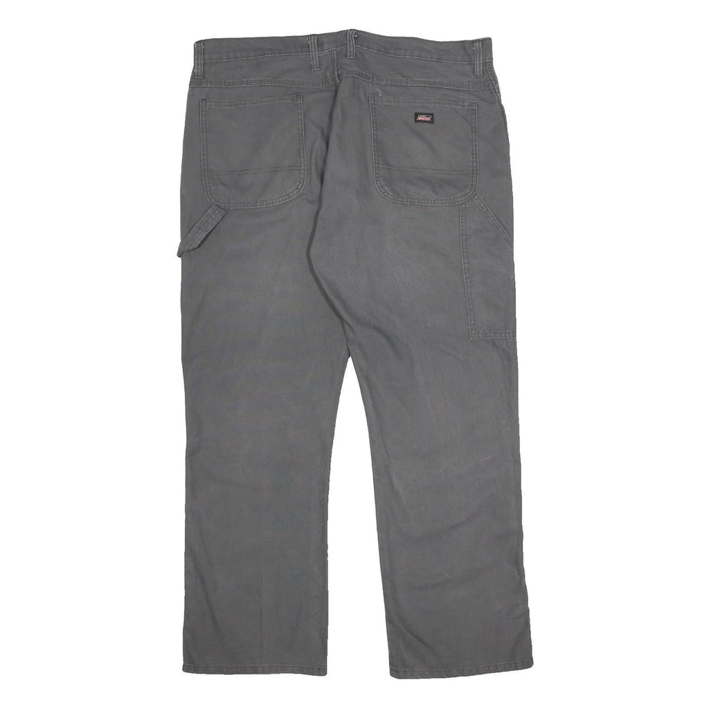 DICKIES Mens Cotton Grey Regular Straight Trousers W40 L30 Workwear Zip Closure