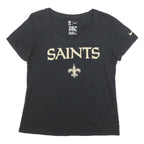 NIKE Womens Black Saints Graphic T-Shirt M Short Sleeve Round Neck Premium