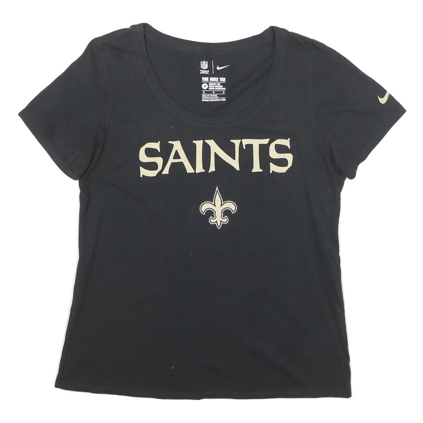 NIKE Womens Black Saints Graphic T-Shirt M Short Sleeve Round Neck Premium