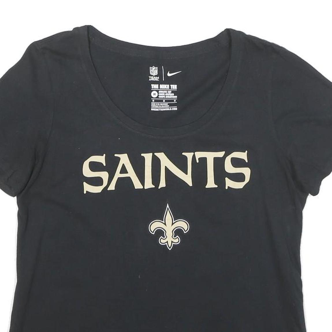 NIKE Womens Black Saints Graphic T-Shirt M Short Sleeve Round Neck Premium