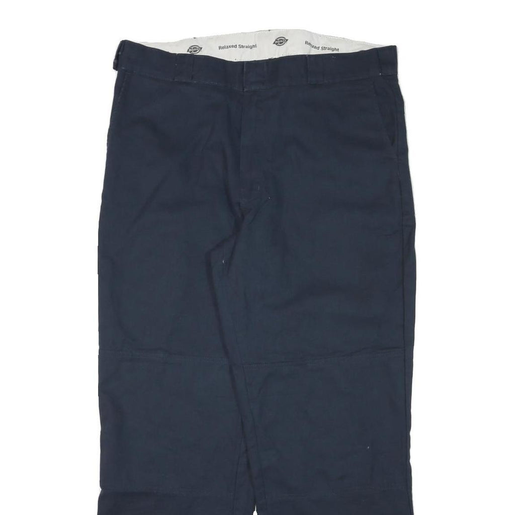 DICKIES Mens Cotton Blend Navy Relaxed Straight Trousers W37 L30 Workwear Casual