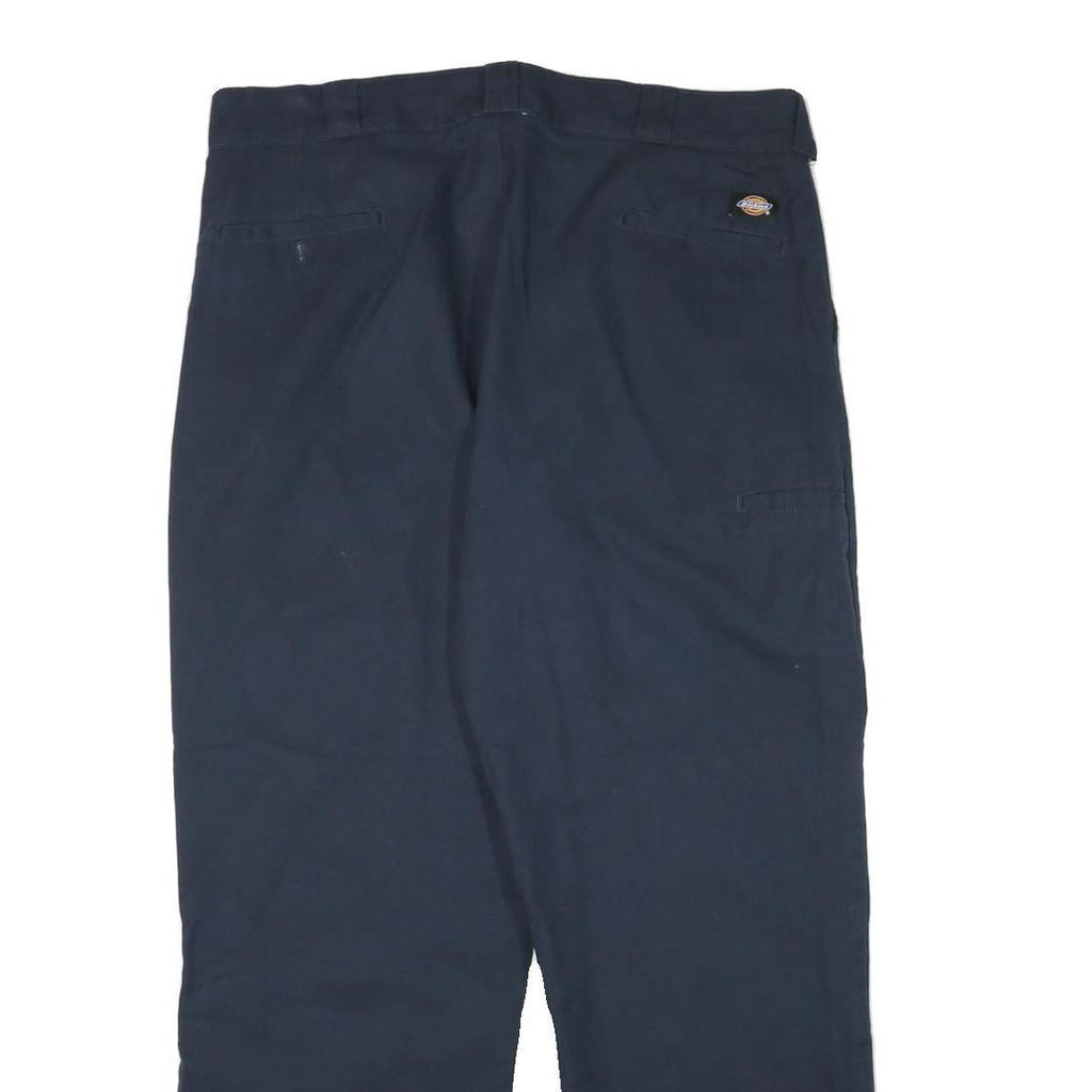 DICKIES Mens Cotton Blend Navy Relaxed Straight Trousers W37 L30 Workwear Casual