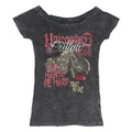 ROCK REBEL Womens Black Graphic Print Top Short Sleeve Round Neck S Outlaw