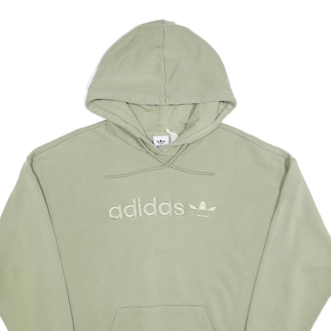 ADIDAS Womens Green Hoodie UK 14 Cotton Blend Pullover Casual Streetwear