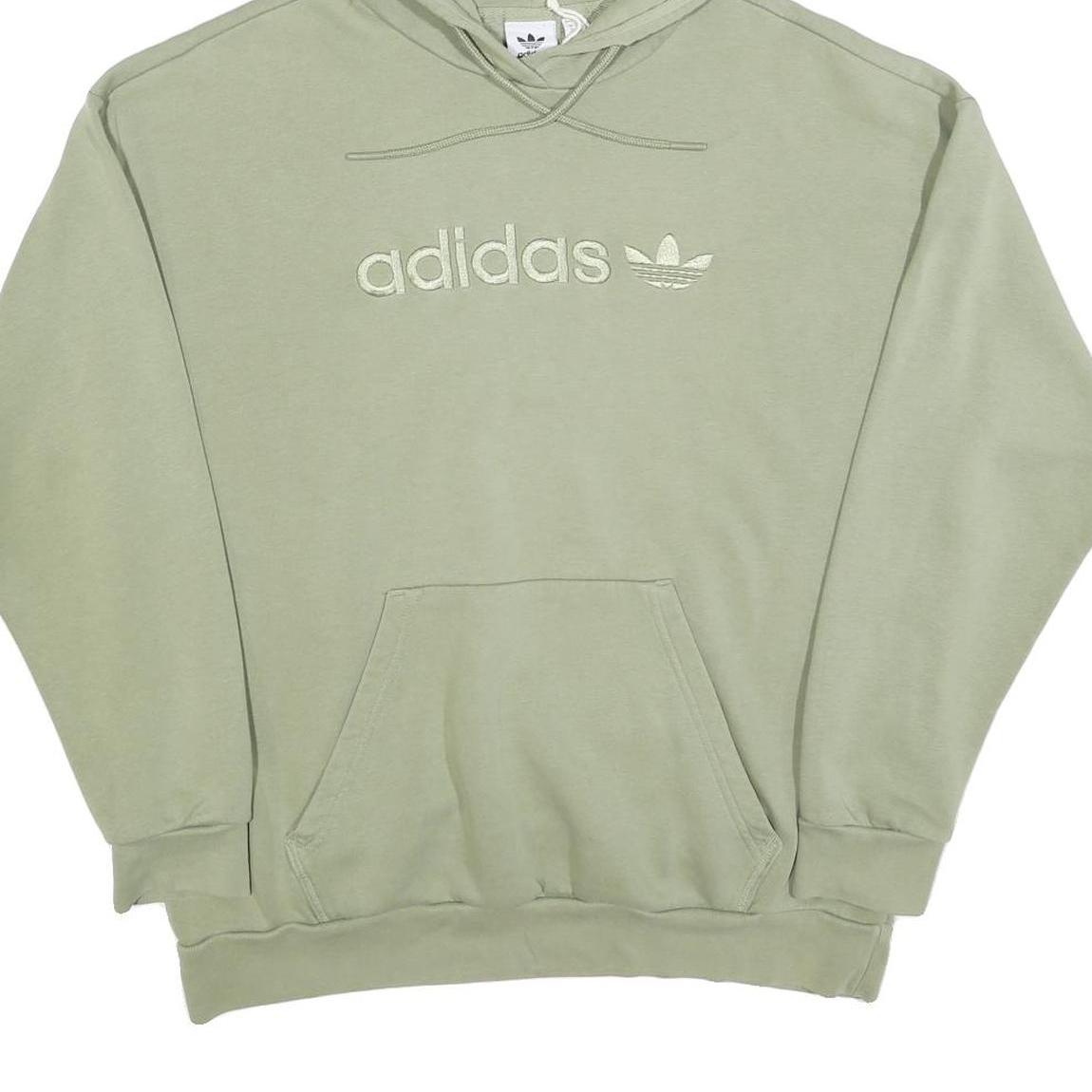 ADIDAS Womens Green Hoodie UK 14 Cotton Blend Pullover Casual Streetwear