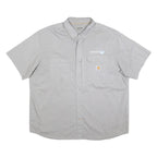 CARHARTT Mens Grey & Light Grey Short Sleeve Work Shirt 2XL Button Down