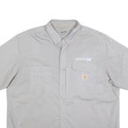 CARHARTT Mens Grey & Light Grey Short Sleeve Work Shirt 2XL Button Down
