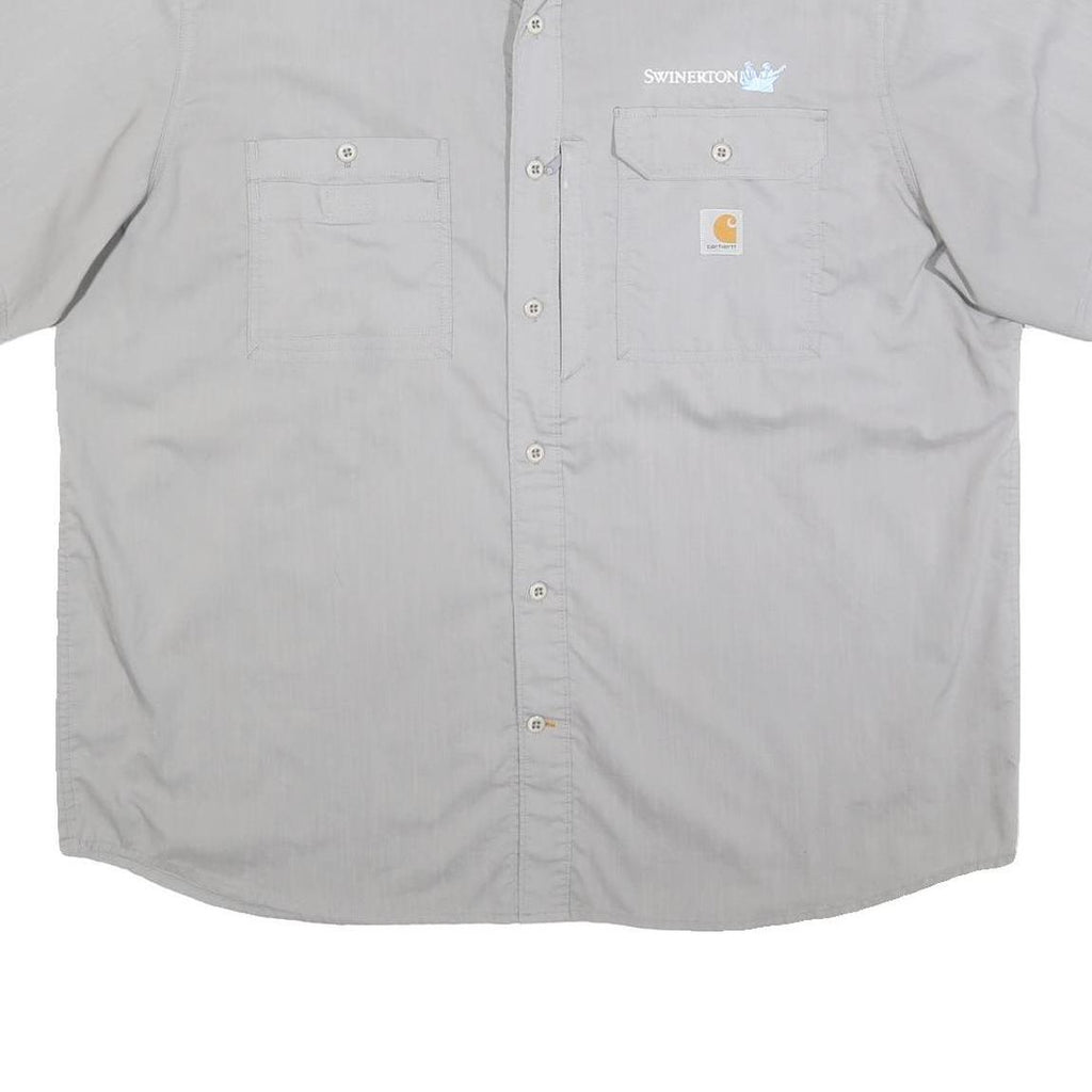 CARHARTT Mens Grey & Light Grey Short Sleeve Work Shirt 2XL Button Down