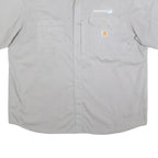 CARHARTT Mens Grey & Light Grey Short Sleeve Work Shirt 2XL Button Down