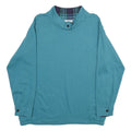 METROPOLITAN Womens Blue Collared L Cotton Blend Sweatshirt Pullover Casual