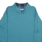 METROPOLITAN Womens Blue Collared L Cotton Blend Sweatshirt Pullover Casual