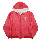 RUSSELL ATHLETIC Mens Red Hooded Zip Jacket L Nylon Plain Sportswear