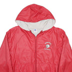 RUSSELL ATHLETIC Mens Red Hooded Zip Jacket L Nylon Plain Sportswear