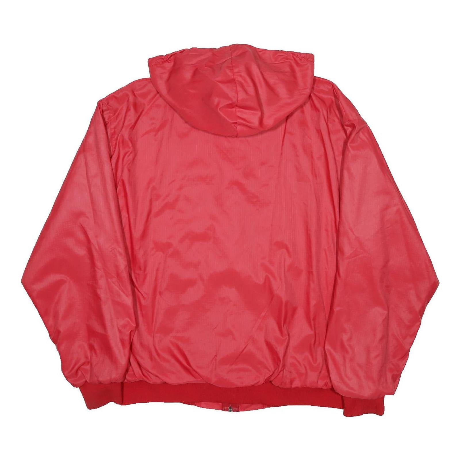 RUSSELL ATHLETIC Mens Red Hooded Zip Jacket L Nylon Plain Sportswear
