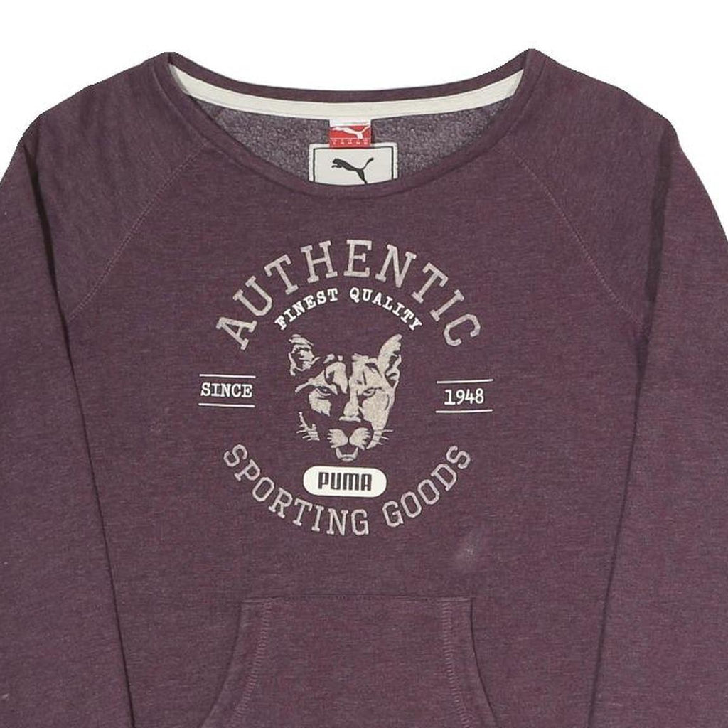 PUMA Womens Purple Authentic Sporting Goods Crew Neck UK 10 Sweatshirt Cotton