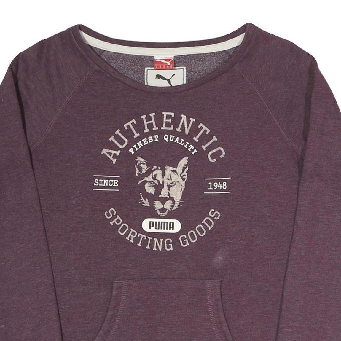 PUMA Womens Purple Authentic Sporting Goods Crew Neck UK 10 Sweatshirt Cotton