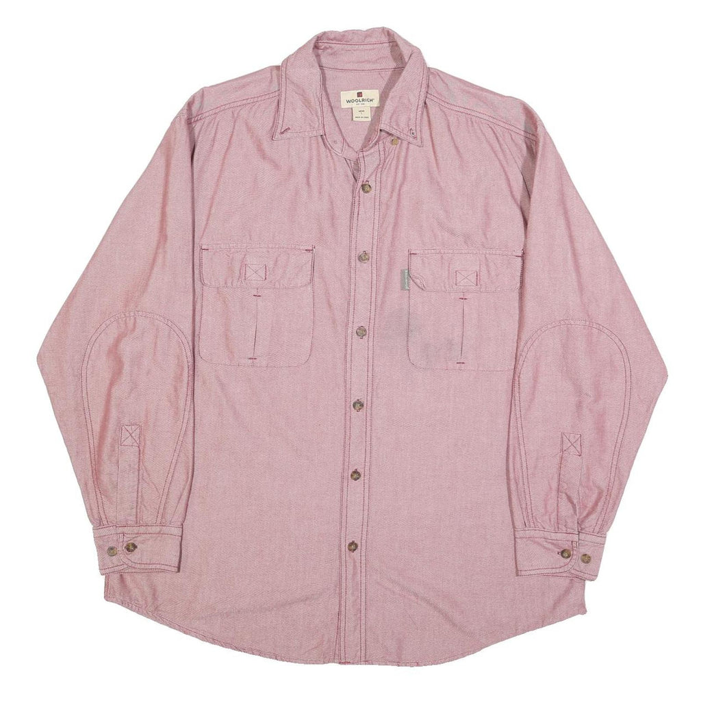 WOOLRICH Mens Pink Cotton Shirt L Long Sleeve Button Workwear Casual