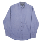 TOMMY HILFIGER Mens Blue Plain Shirt XL Cotton Blend Long Sleeve Classic Fit